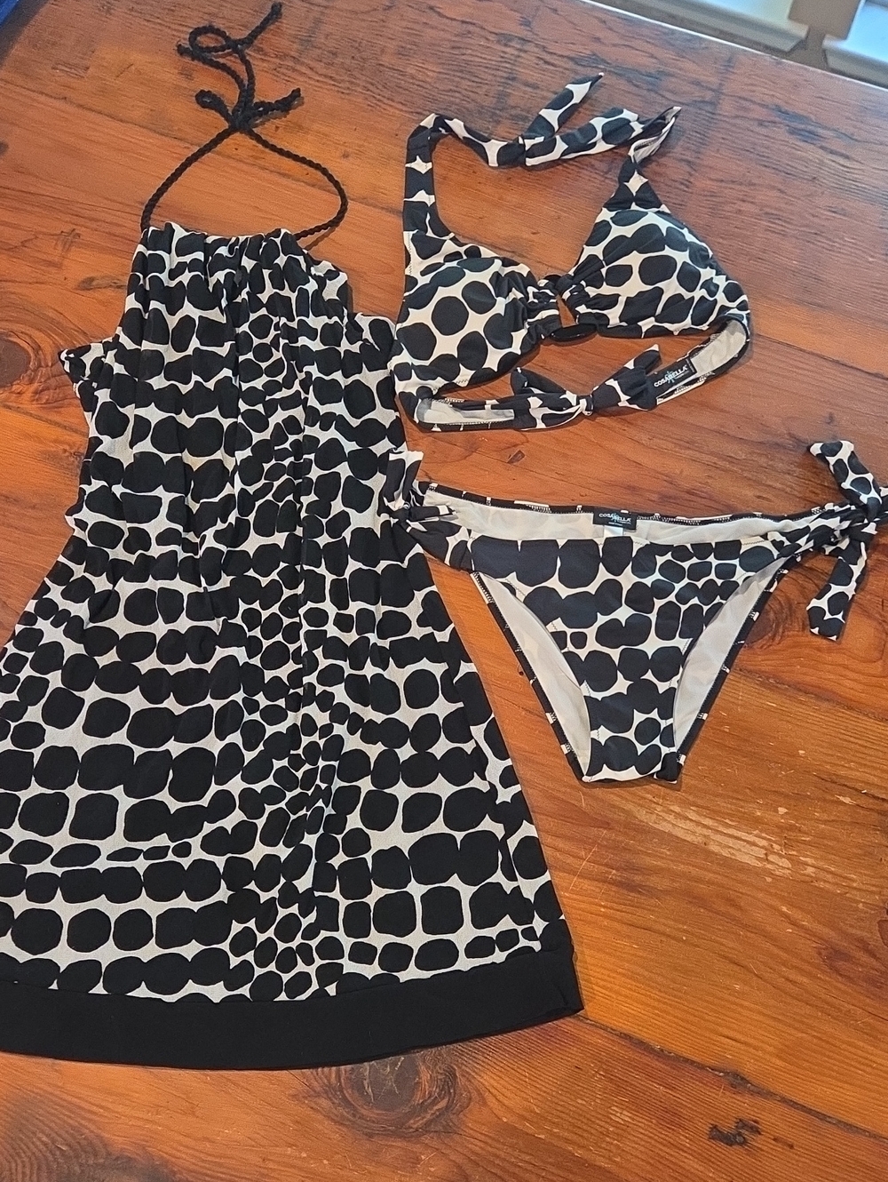 Cosabella Black & White Halter Swim Cover- Up Set Bikini + Cover Dress MODIFIED